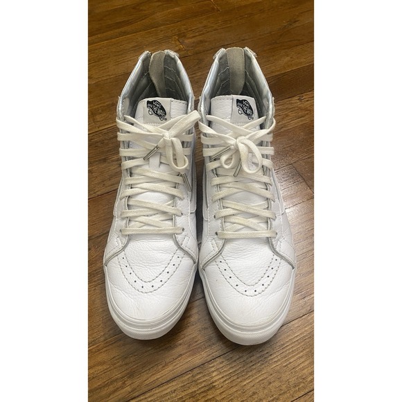 Vans Other - VANS Sk8-Hi Shoes Mens Sz 8.5 White High Top Sneakers Leather Skateboard 721356